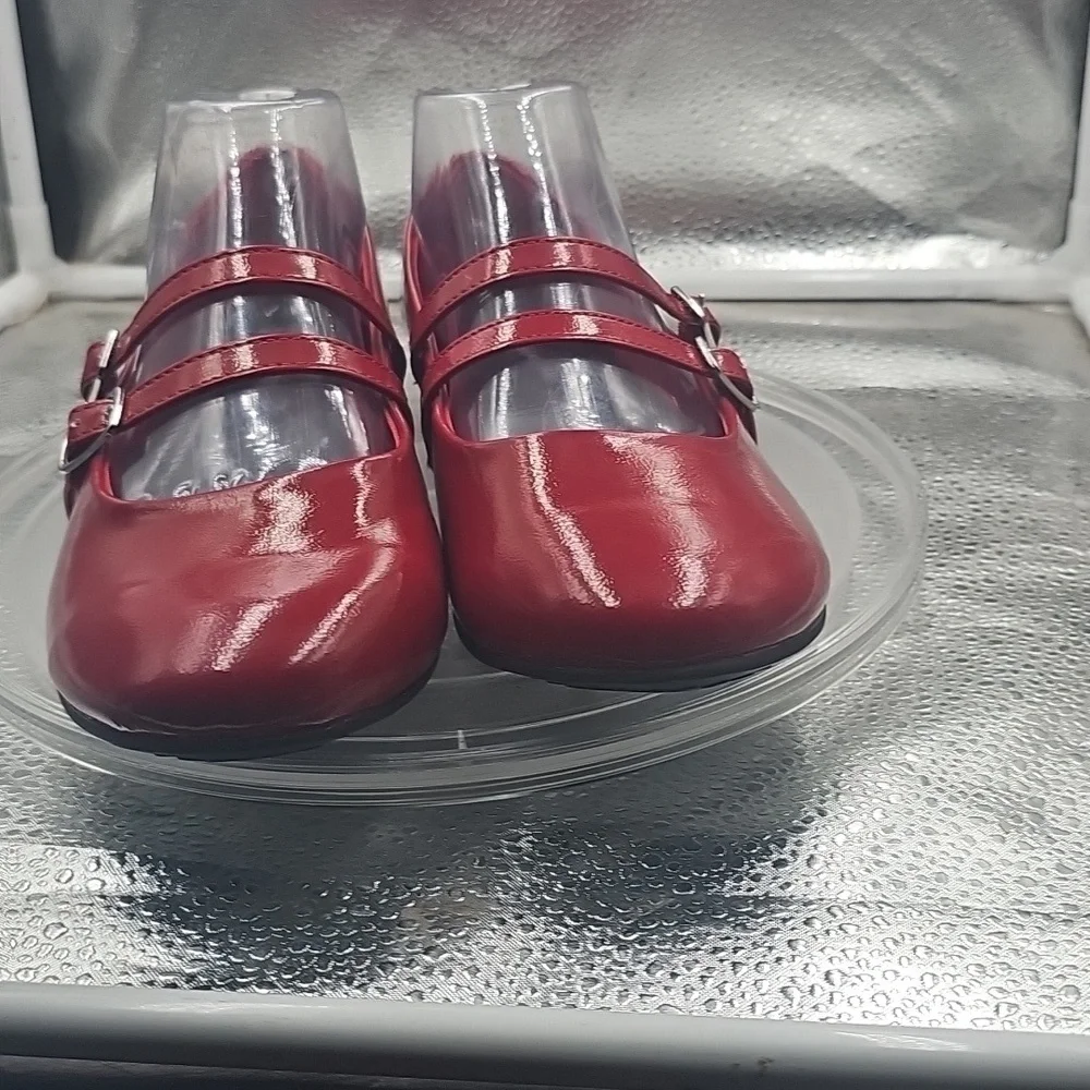 J No Boundaries Red Patent Mary Jane Flats Sz 9.5 Stylish And Comfortable - Picture 4 of 9